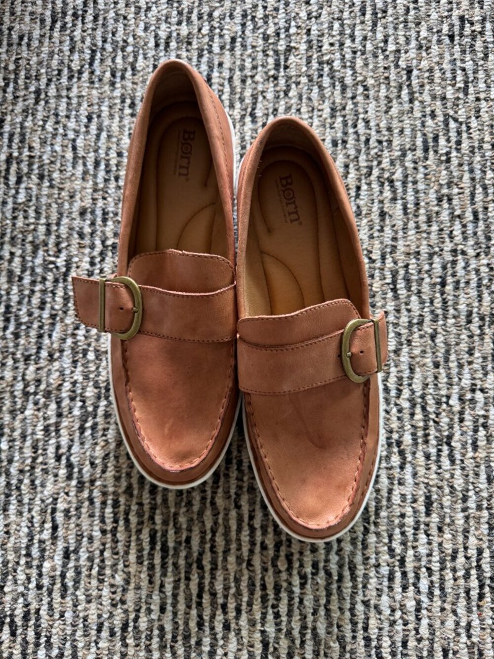 Born Contessa Loafer Brown Cognac Leather Sporty Lug Sole Womens Size 11